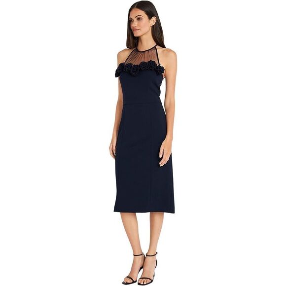 Maggy London Elegant navy small Halter Cocktail Dress for Women - Picture 2 of 10